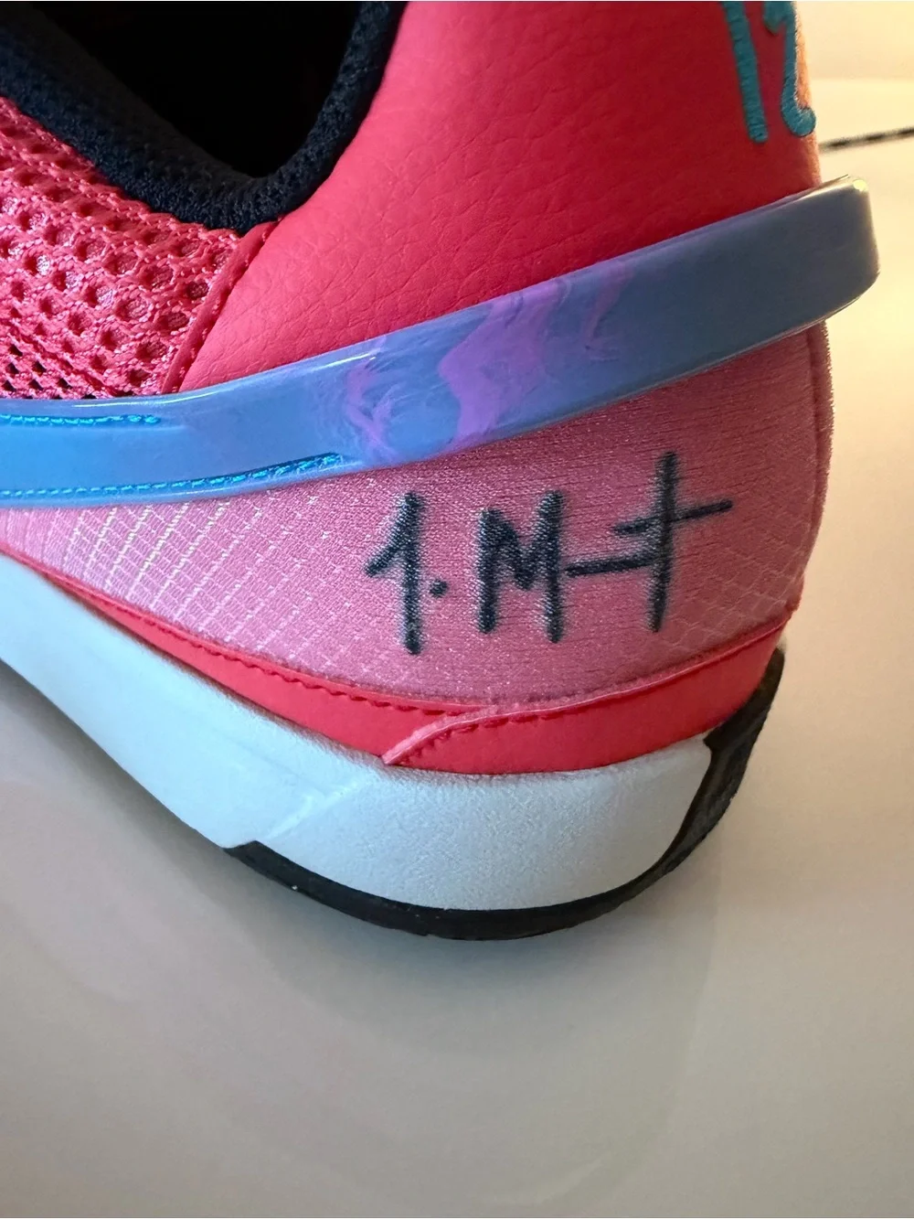 Nike Ja 1 Kaari Men’s Athletic Sneakers in Bright Pink with Blue Accents